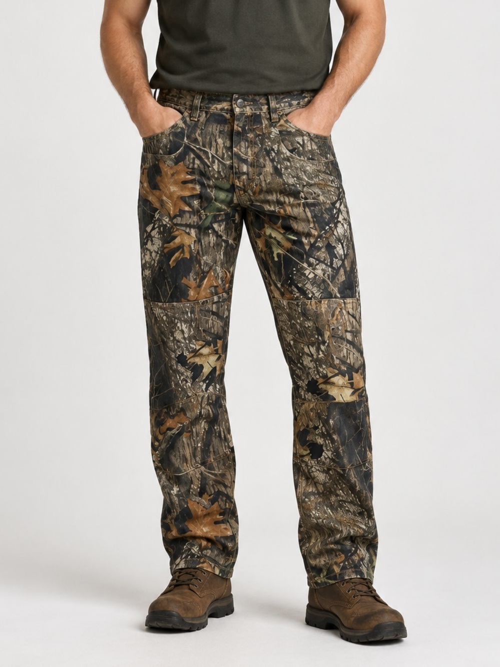 Wrangler Vintage Camo Hunting Jeans Double Knee Woodland Print 34x30*measures 36